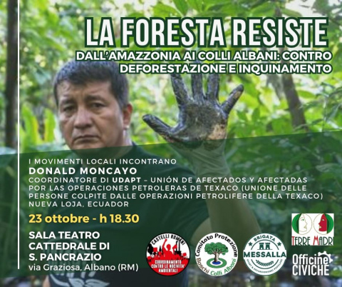 Locandina incontro Dall' Amazzonia ai Colli Albani