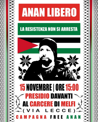 Locandina presidio per Anan