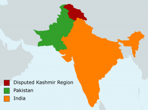 Cartina geografica di india Pakistan e della zona contesa del Khasmir