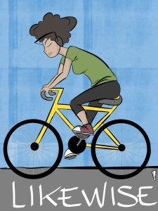 ragazza in bicicletta con le cuffie