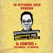 Locandina manifestazione a Verona per Moussa Diarra