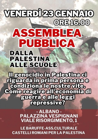 Manifesto assemblea pubblica "Dalla Pallestina alle scuole"