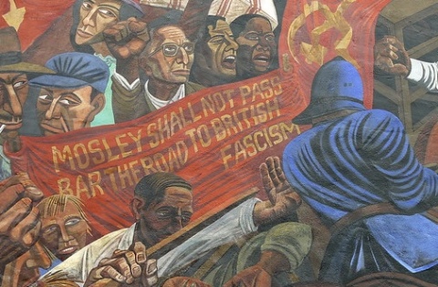 La Battaglia di Cable Street dettaglio di murales a Londra