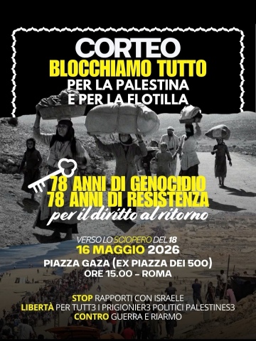 Locandina del corteo di domani 16 maggio a Roma