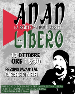 anan libero locandina per le 1530 oggi di fronte al carcere di Melfi