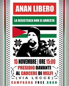Locandina presidio per Anan