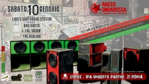 Locandina serata Lion's Way Sound System per Scarceranda a Strike