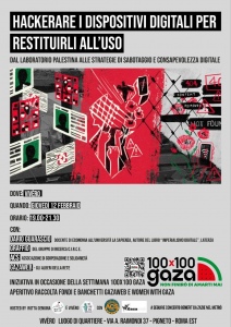 Locandina dell'evento "Hackerare i dispositivi digitali per restituirli all'uso"