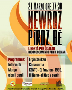 Locandina della celebrazione del Newroz al Centro Ararat