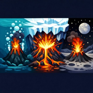 vulcani sottomarini, sotto i ghiacci e sotto le stelle