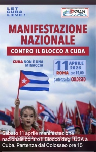 Manifesto manisfestazione nazionale contro il blocco USA a Cuba