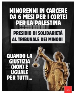 Locandina del presidio sotto il Tribunale di Torino