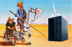 Don Chisiciotte e Sancho Panza contro data center e pale eoliche