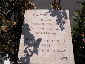 targa in ricordo di Walter Rossi
