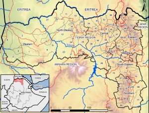 mappa amministrativa del Tigrai
