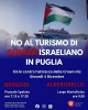 Locandina "No al turismo di guerra israeliano in Puglia"